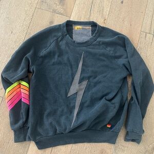 Aviator Nation Charcoal Lightning Bolt Crewneck